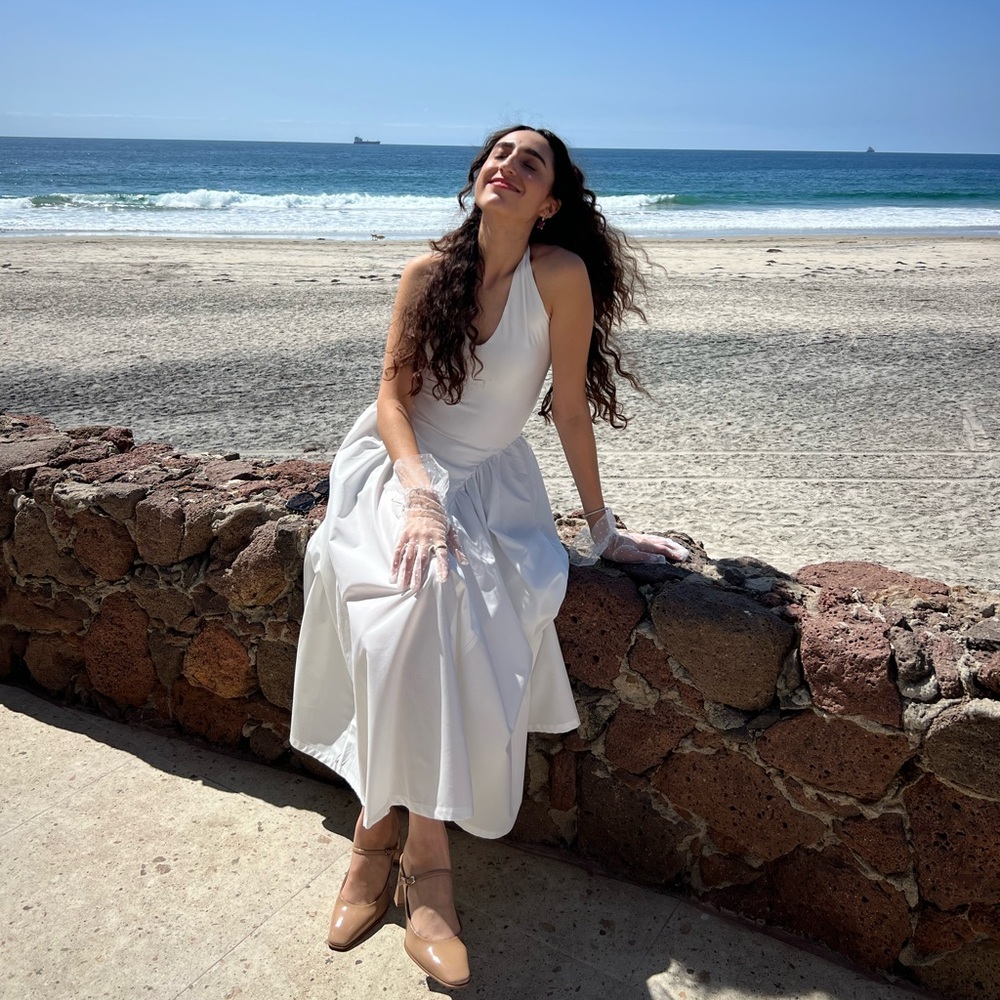 Elegant White Halter Dress